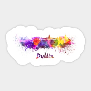 Dublin skyline in watercolor Sticker